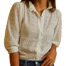 Petite Mendigote Bertha lace top