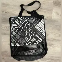 Lululemon Black & White Snap Top Reusable Shopping Tote Approximately 14"X15"