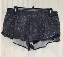 Lululemon Athletica Black Speckled Grid Running Shorts Women's Size 12