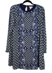 Clover + Scout Navy Print Mini Shift Dress Size Medium Wedding Guest Dress