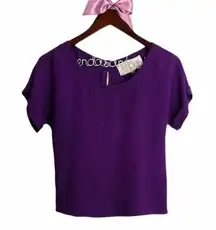 Rory Beca Purple Silk Zip Up on the back Top XS