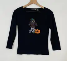 Vintage Sweaterworks Fall Scarecrow and Pumpkin Embellished Sweater Size Sm Y2K