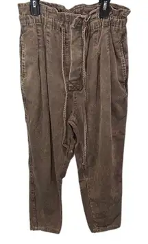 Chelsea & Violet‎ Corduroy Pants Brown Drawstring Waist Crop Casual