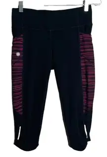 Athleta Pants Womens‎ Small Black Pink Spliced Mix Match Be Free Knicker Capri