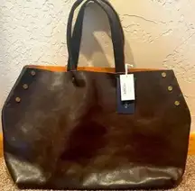 Chloe & Lex Deep Brown Leather Tote Bag NWT