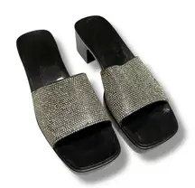 Nicole Miller Womens Shoes Sz 12‎ Black Tikki Jelly Sandals Bejeweled Bling