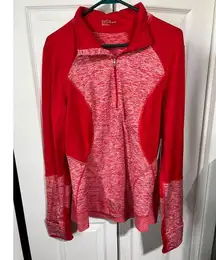 Zella Womens Red Blaze Slim Fit Performance 1/4 Zip Pullover Activewear Top XL