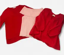 Rose + Olive Parallel Universal Thread Tops Valentine’s Day XL Bundle Lot of 3