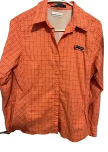 Columbia orange plaid buttons down shirt size small