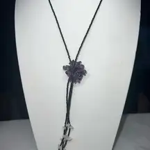 Vintage Amethyst Crystal and Seed Bead Y Necklace