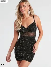 Windsor Mesh Black Rhinestone Dress