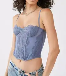 Urban Outfitters Out From Under Slate Gray Blue Modern Love Lace Corset Size Med