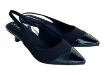 Anne Klein iFlex Pointed Toe Slingback Strap Kitten Heels Black Women's Size 7.5