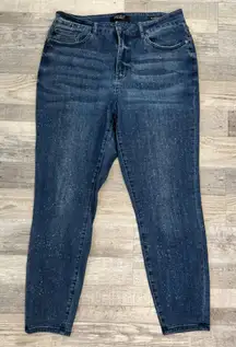 Judy Blue Relaxed Fit ankle jeans medium wash bleach speckled size 14W K16