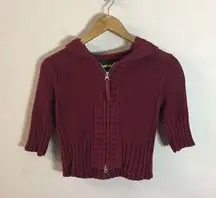 Vintage It’s Our Time Burgundy Cropped Knit Hoodie