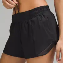 LULULEMON | Solid Black Hotty Hot Low-Rise Lined Short 4" Elastic Waist | 4