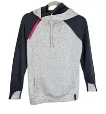 Ampersand Ave Gray Colorful Speckled Double Hooded Quilted Pullover Sweatshirt S