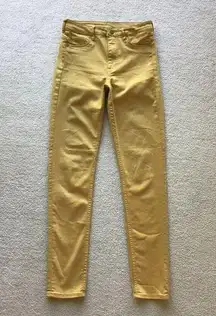 H&M &DENIM SKINNY Hi WAIST JEANS MUSTARD COLOR Size 28