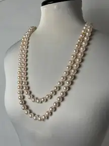 vintage faux pearl retro double layered long necklace