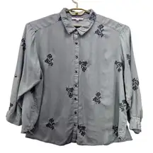 Jane Delancey Chambray Button‎ Up Top Blue 3X