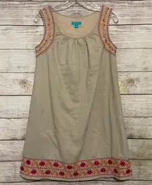 Calypso St.Barth Boho Embroidered Coastal Neutral Beach Shift Dress