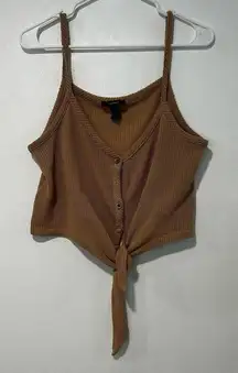 Forever 21 Knit Button Down Tie-Front Tank | Size M | Brown Cropped Cami Top