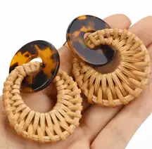 Weave Rattan Acrylic Stud Earrings 