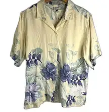 Tommy‎ Bahama Short Sleeve 100% Silk Button Up Floral Hawaiian Shirt Sz Small