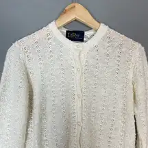 Vintage Cardigan Sweater Textured Knit Pearly Buttons Twee Light Academia Retro‎