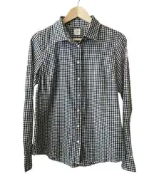 J Crew Womens Perfect Shirt M Black White Check Long Sleeve Cotton