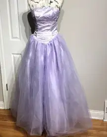 Venus Tulle Embellished Prom Gown Beads Pearls Vintage Y2k XV Dress Lily Lilac Violet Sweet Feminine Fairytale Doll XV Gown Coquette Pastel