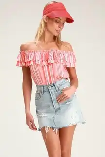 Striped Off Shoulder Crop Top