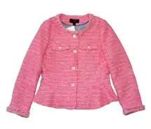 J.Crew NWT  Peplum Lady Jacket in Neon Fuchsia Pink Tweed Blazer 0