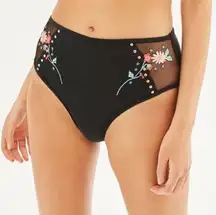 Topshop Embroidered Mesh High Waist Bikini Bottom