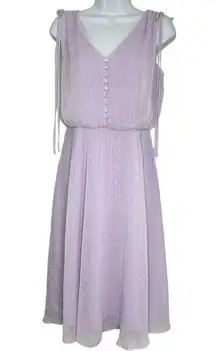 Gal Meets Glam Lilac Hilary Clip Dot Sleeveless Midi Dress Buttons 6P