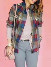 Collage Plaid Zip Up Jacket #3555