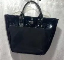 Versace Parfums Black Patent Leather XL Tote Bag Large Shopper •Designer Handbag
