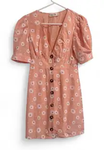 Sundae Muse Women's Pink Floral Button Down Mini Dress Size US 2