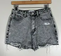Redial Shorts Womens 2 Gray Acid Wash Distressed High Rise Y2K Grunge Skater 90s