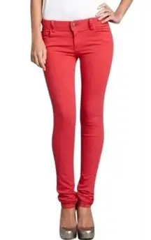 Alice and Olivia Mid Rise Skinny Red Jeans