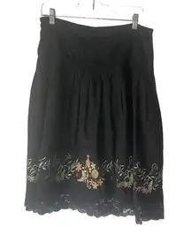 Sugar Lips Women's Size Medium Black Embroidered Floral Lace Above Knee Skirt