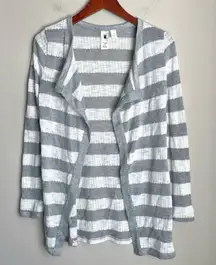 Anthropologie Needle & Thread Long Silver Metallic Striped Cardigan Size‎ Small