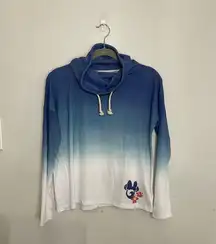 PARKS over blue & white cowl neck long sleeve top size small