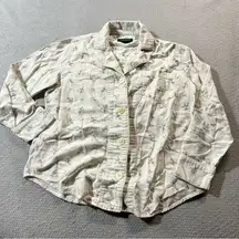 Lauren Ralph Lauren White Pink Floral print 100% cotton Pajama Top Small EUC