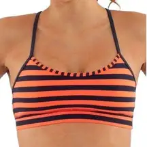 Lululemon sports flow Y sports bra. Orange & blue stripes. Sea stripes color.