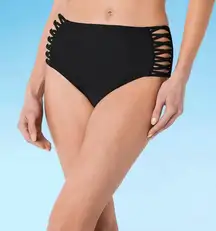 Decree Solid Black Strappy Swimsuit Bottom Juniors Size Large