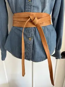 Anthropologie ADA Collection Tan Brown Leather Wrap Belt One Size