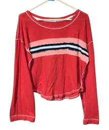 We the free inside out stitch striped top with wide sleeves size medium #752