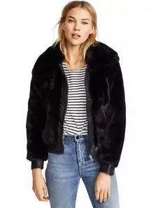 NWT BLANKNYC Women's Faux Fur Coat Outerwear Black Noise Size Small