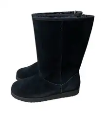 Universal Thread Black Suede Ankle Boots faux fur size 11. 10” high